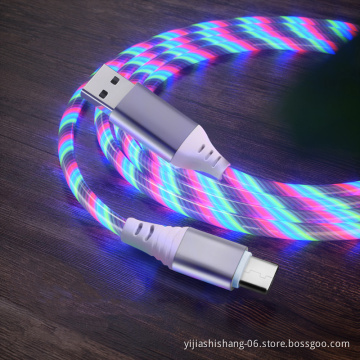 Flowing Light USB Data Cable LED Light Up Charger Cables Usb Cable for Android Phone